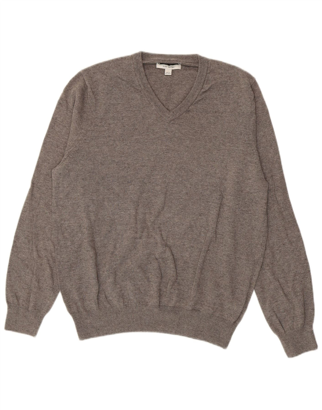 Marks & Spencer Jersey con cuello en V para hombre, talla grande, algodón gris