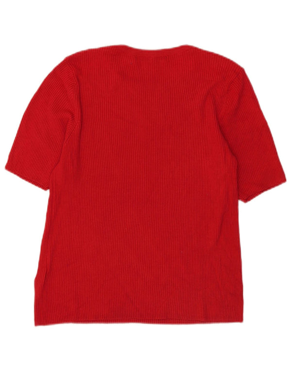 Marks & Spencer Womens Crop T-Shirt Top UK 16 Large Red Viscose