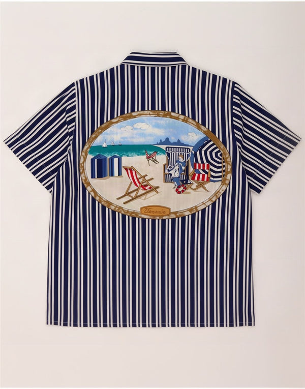 Vintage mujer camisa gráfica Reino Unido 14 grande azul marino rayas náutica