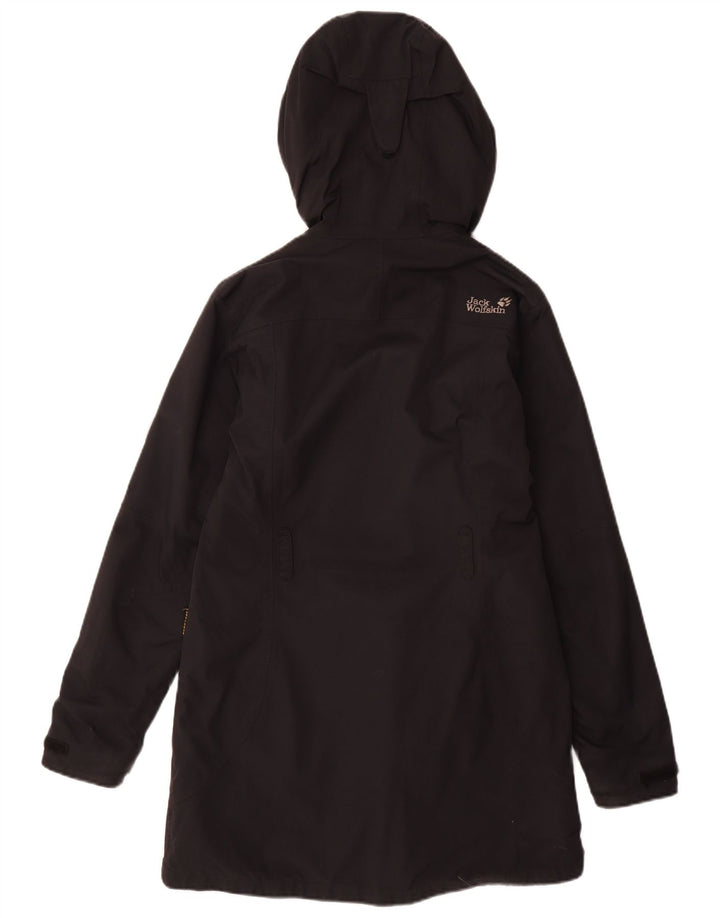 JACK WOLFSKIN Abrigo cortavientos con capucha para mujer UK 10 Small Black Polyamide