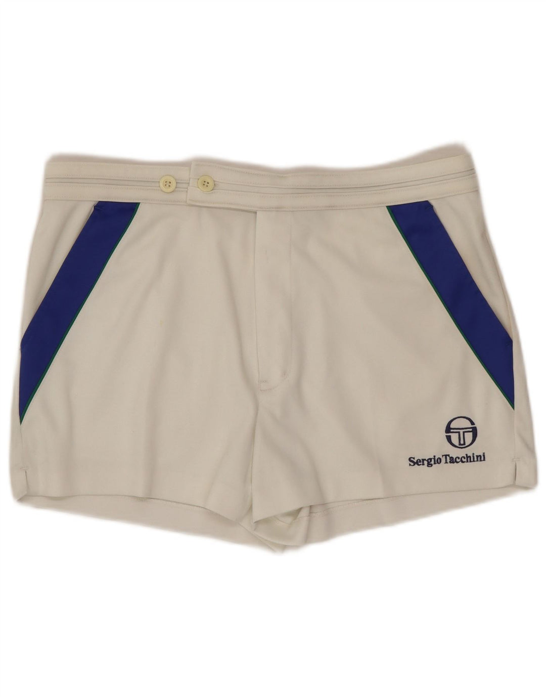 Sergio Tacchini Pantalones cortos chinos para hombre IT 48 Medium W32 Bloque de color blanco