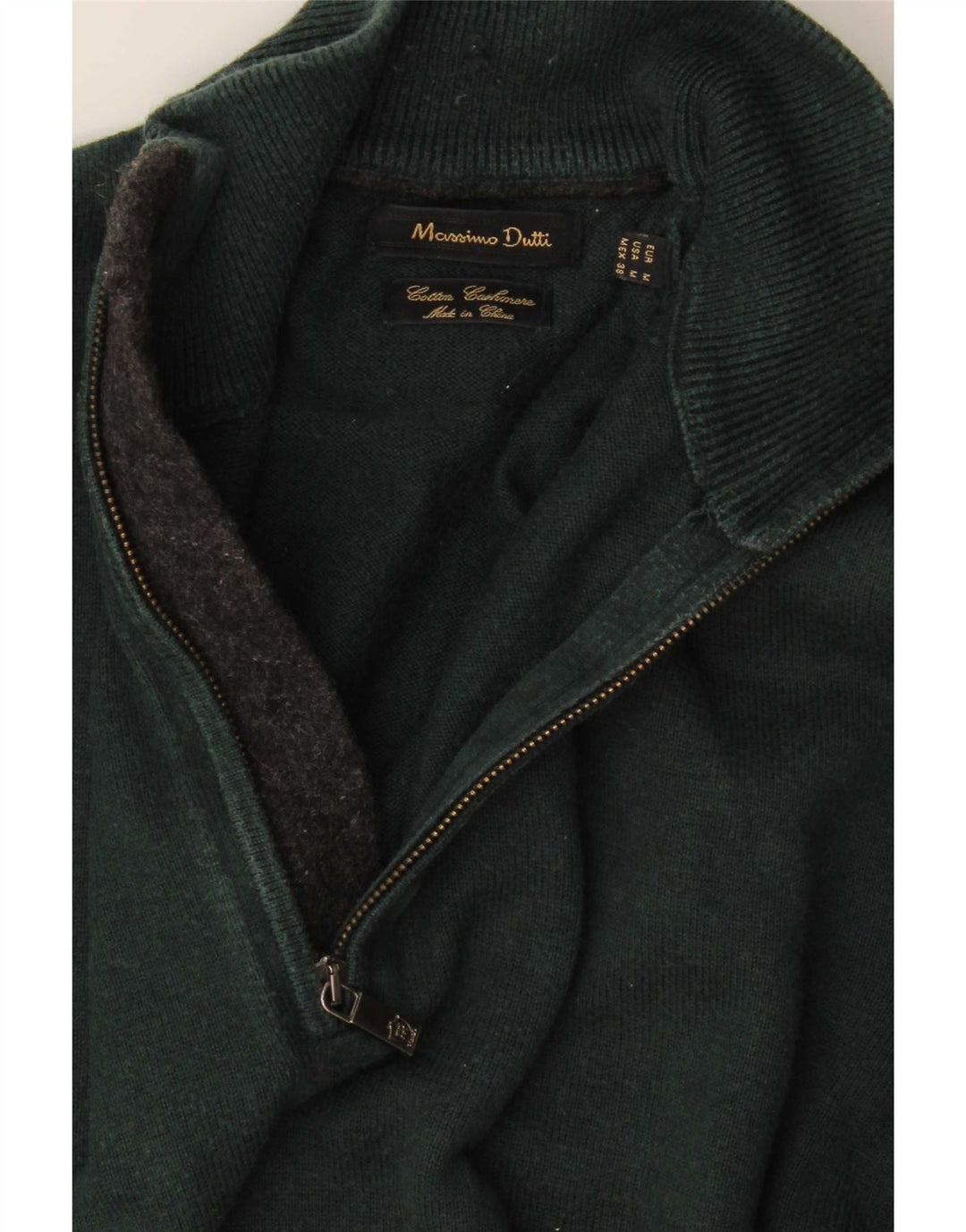 Massimo Dutti Hombre Jersey Con Cremallera En El Cuello Algodón Verde Medio