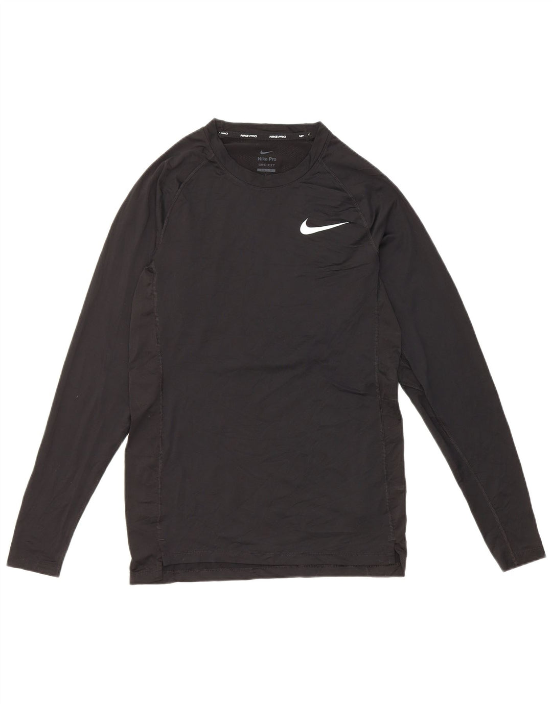 Nike Mens Dri Fit Slim Top manga larga poliéster negro pequeño