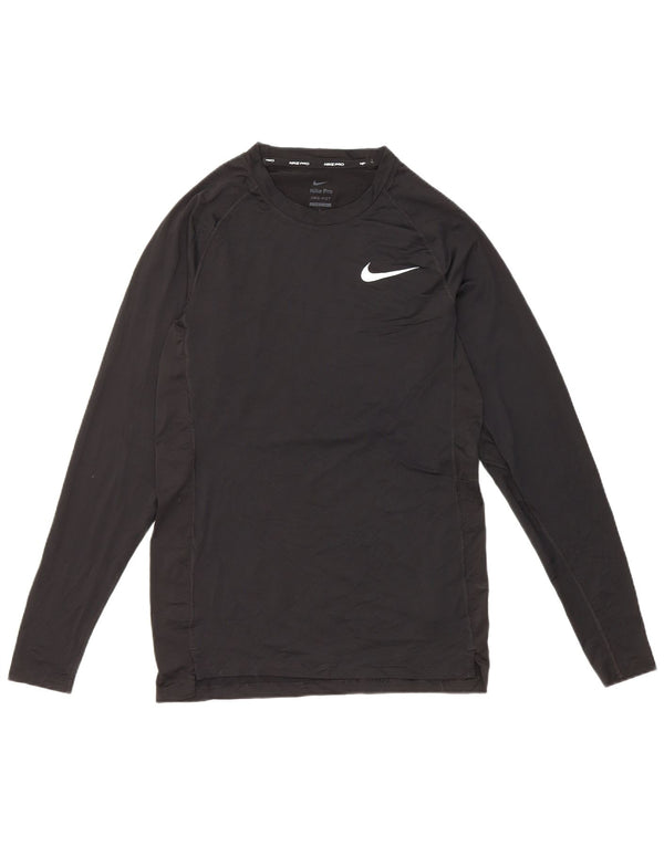 Nike Mens Dri Fit Slim Top manga larga poliéster negro pequeño