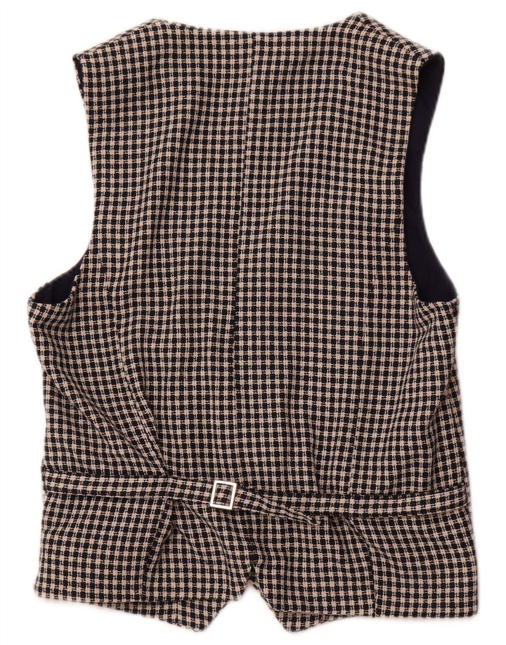 ZARA Hombre Chaleco Medio Azul Marino Pata De Gallo Algodón