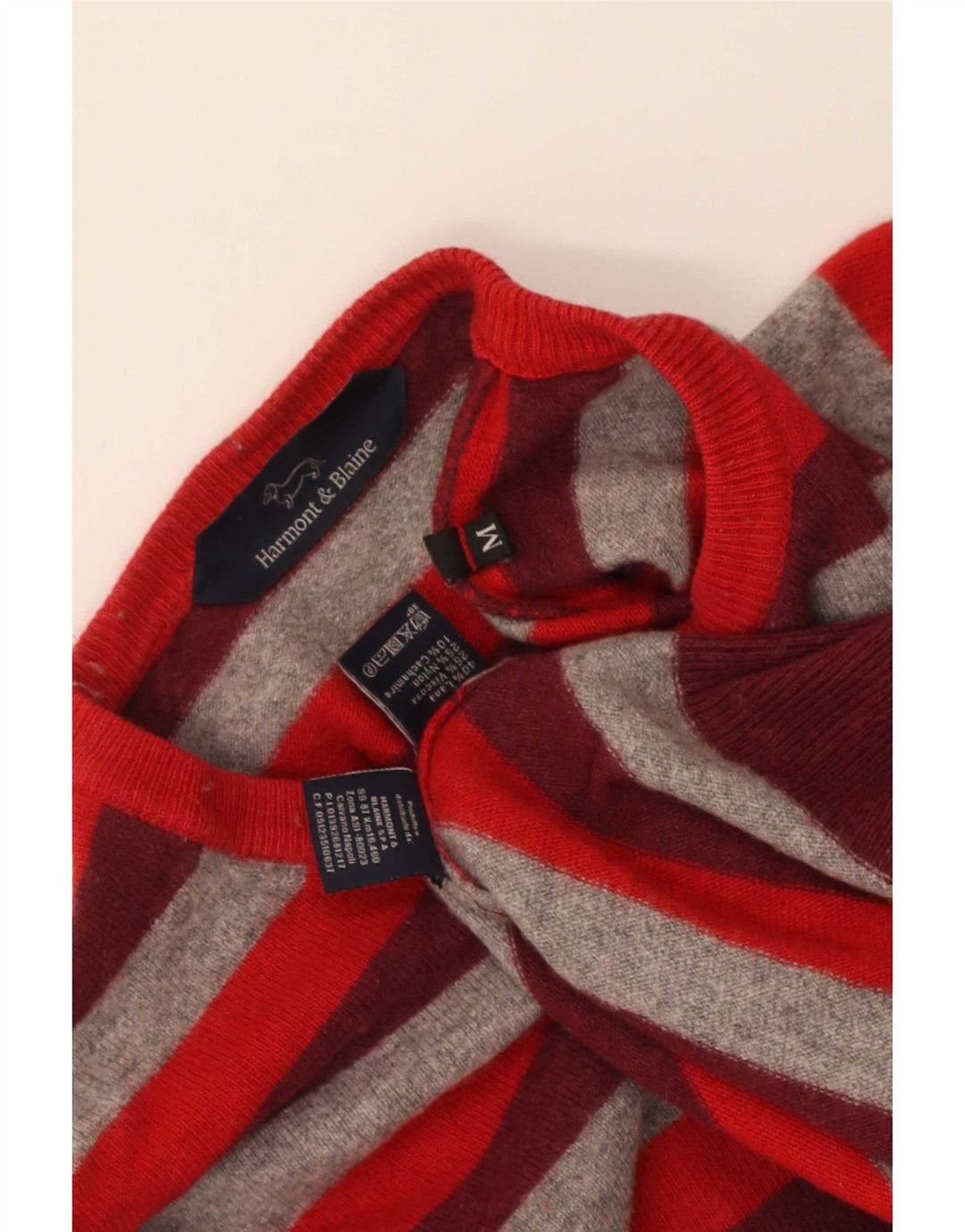 Harmont & Blaine Jersey De Cuello Redondo Para Hombre De Lana A Rayas Roja Mediana