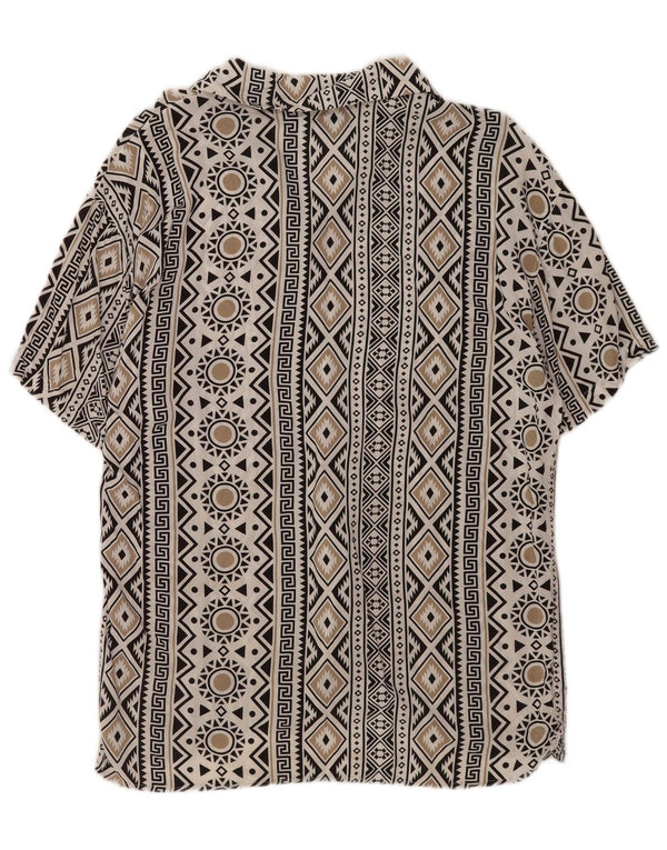 Jack & Jones Hombre Camisa De Manga Corta Small Viscosa Geométrica Blanca