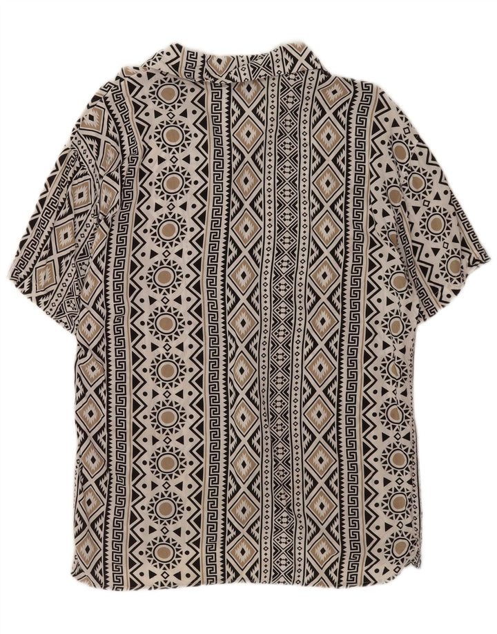 Jack & Jones Hombre Camisa De Manga Corta Small Viscosa Geométrica Blanca