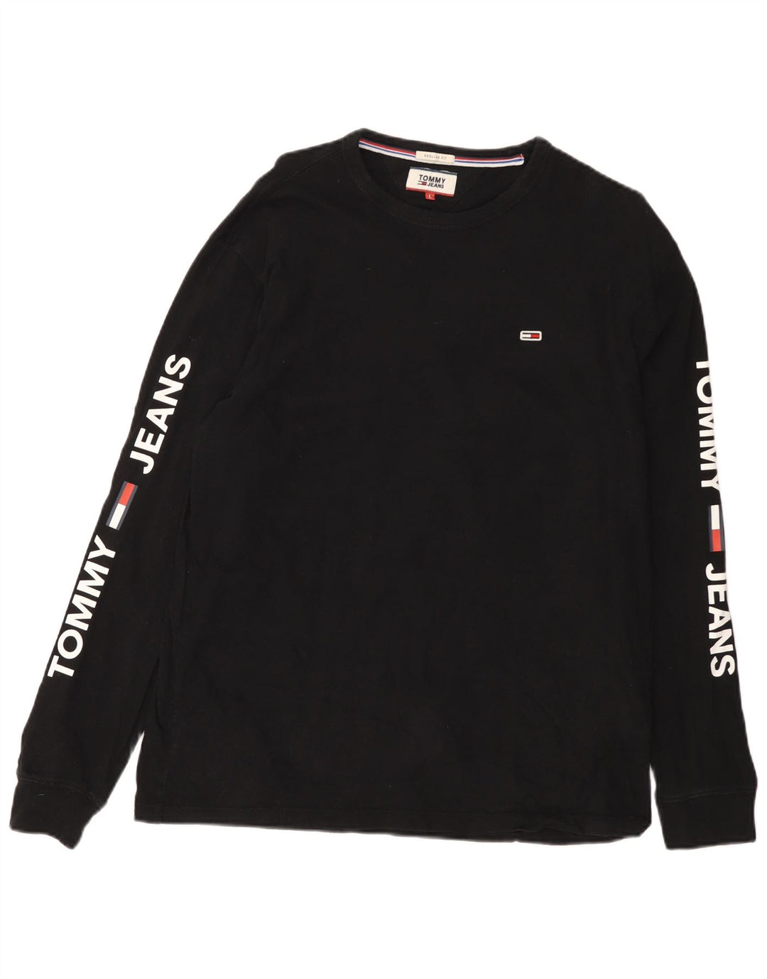 Tommy Hilfiger Top gráfico para hombre de manga larga de algodón negro grande