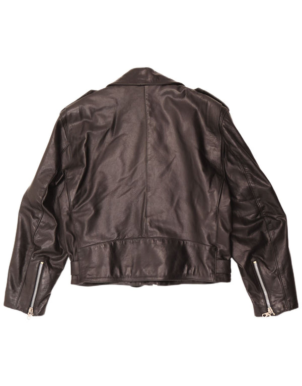 Vintage hombres cuero biker chaqueta IT 52 XL cuero negro
