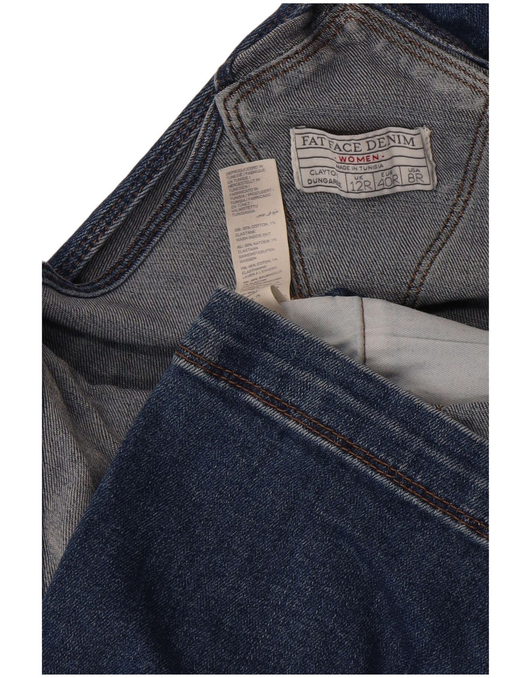 Fat Face Peto Capri Jeans para Mujer UK 12 Medium W32 L21 Algodón Azul