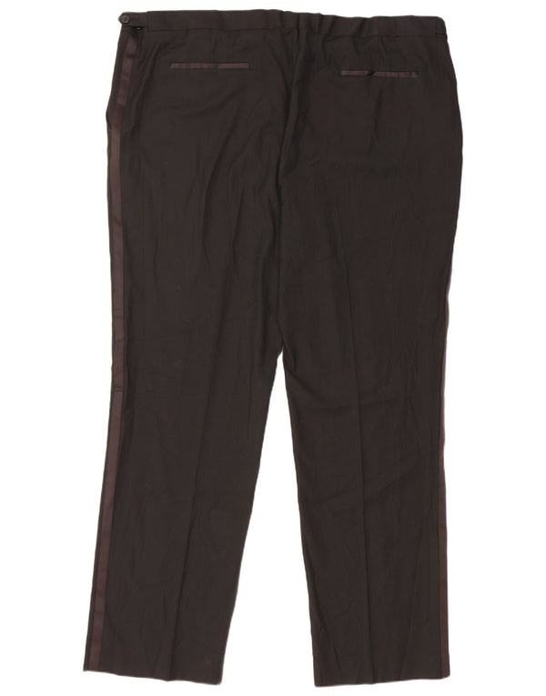 Marks & Spencer Pantalón de traje de corte regular para hombre W46 L33 Poliéster negro