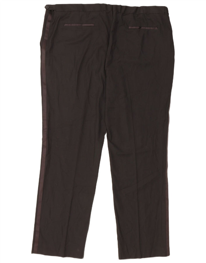 Marks & Spencer Pantalón de traje de corte regular para hombre W46 L33 Poliéster negro