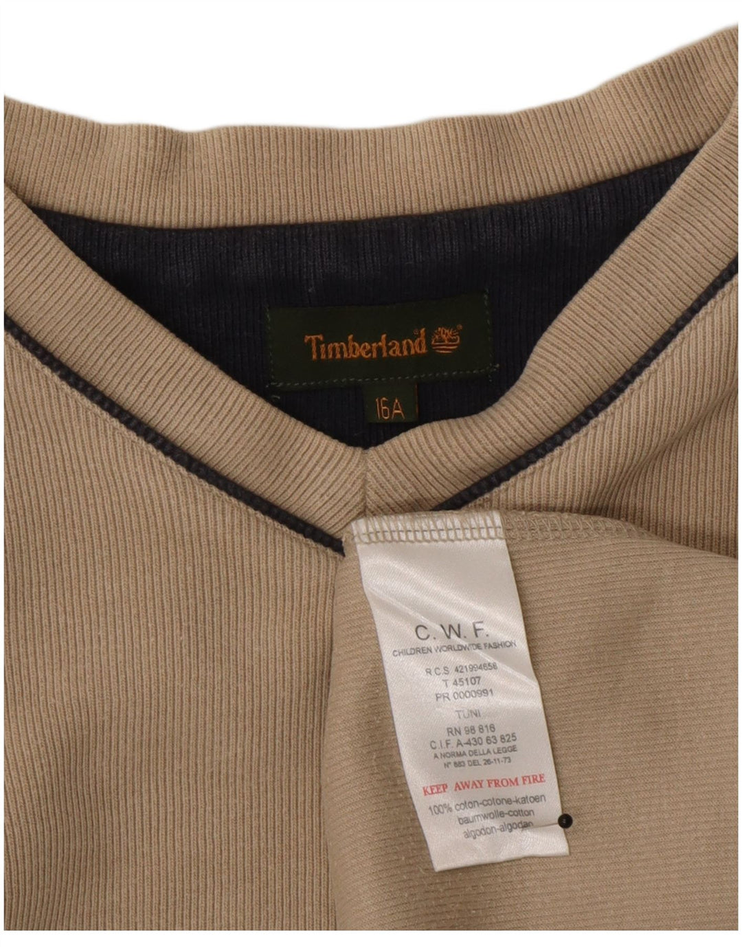Timberland Camiseta Niño Manga Larga 15-16 Años Beige Algodón