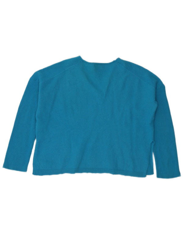 Massimo Dutti Jersey Corto con Cuello en V para Mujer UK 10 Small Azul