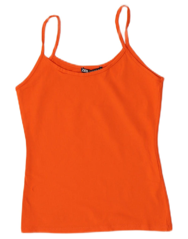 Zara Mujer Cami Top UK 42 Medio Naranja Poliamida