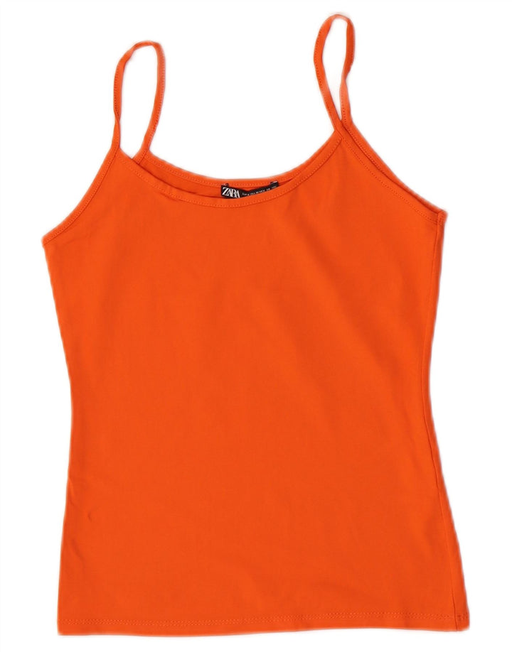 Zara Mujer Cami Top UK 42 Medio Naranja Poliamida