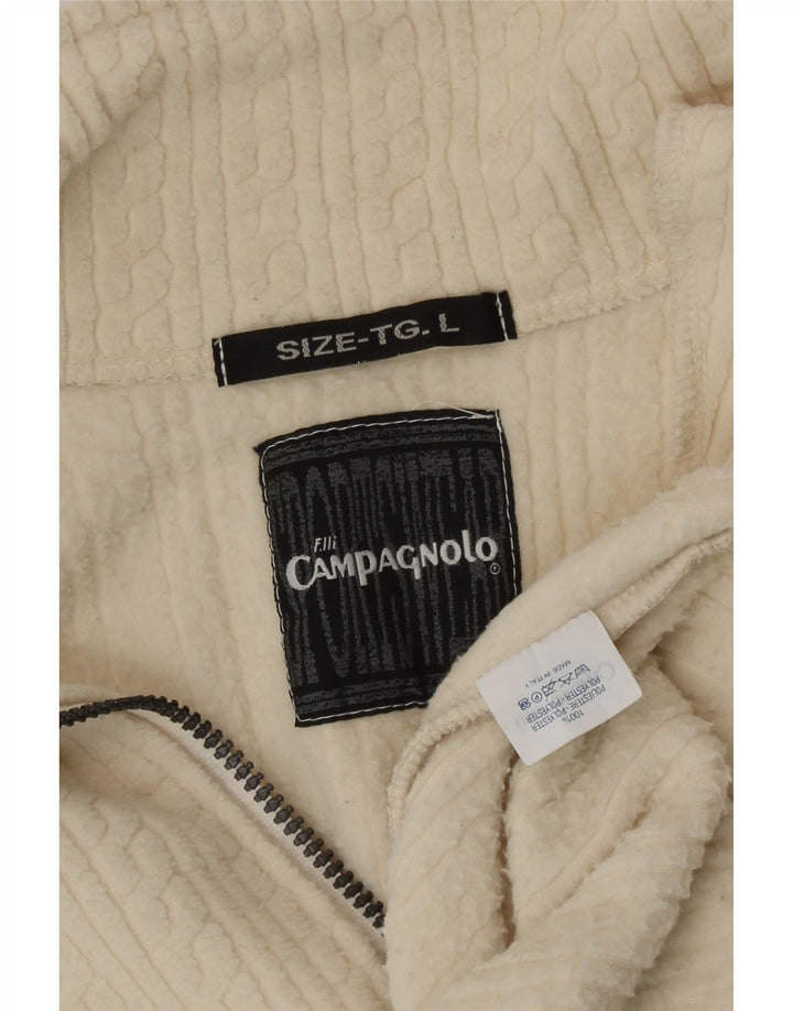 F.LLI Campagnolo Jersey Polar Hombre con Cremallera y Cuello Grande Poliéster Blanco Roto