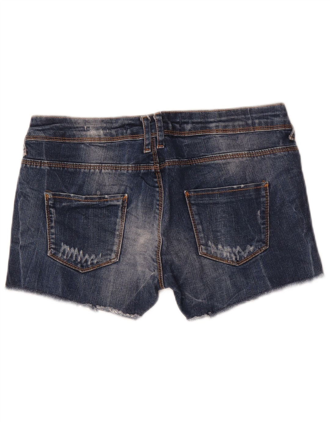 Zara Pantalones cortos de mezclilla desgastados para mujer EU 38 Small W28 Azul