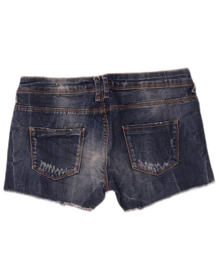 Zara Pantalones cortos de mezclilla desgastados para mujer EU 38 Small W28 Azul