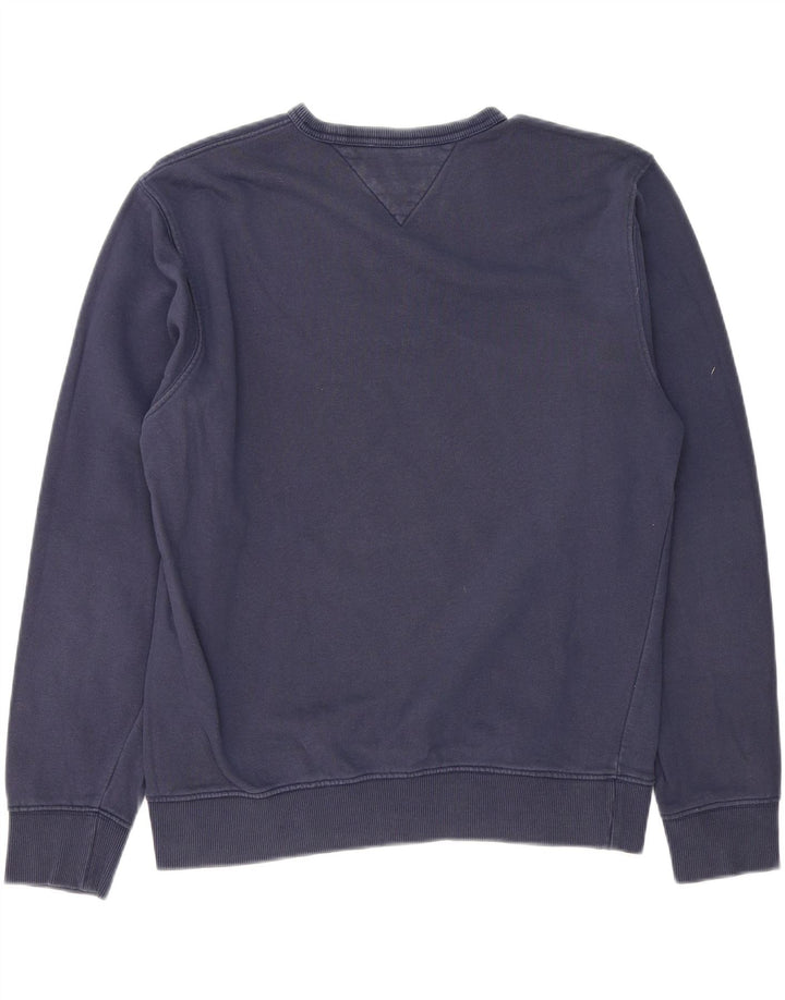 TOMMY HILFIGER Mens Graphic Sweatshirt Jumper Medium Navy Blue Cotton Vintage Tommy Hilfiger and Second-Hand Tommy Hilfiger from Messina Hembry 