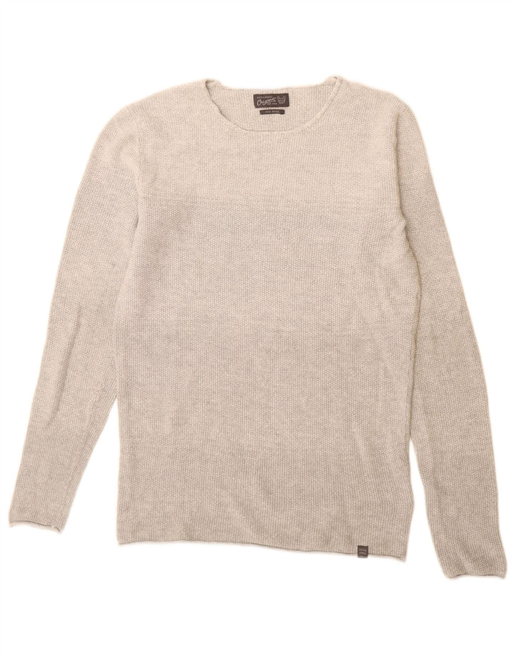 Jack & Jones Hombre Boat Neck Jumper Sweater Small Gris Algodón