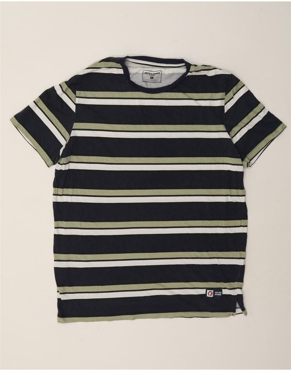 Jack & Jones Hombre Camiseta Top XL Azul Marino Rayas Algodón