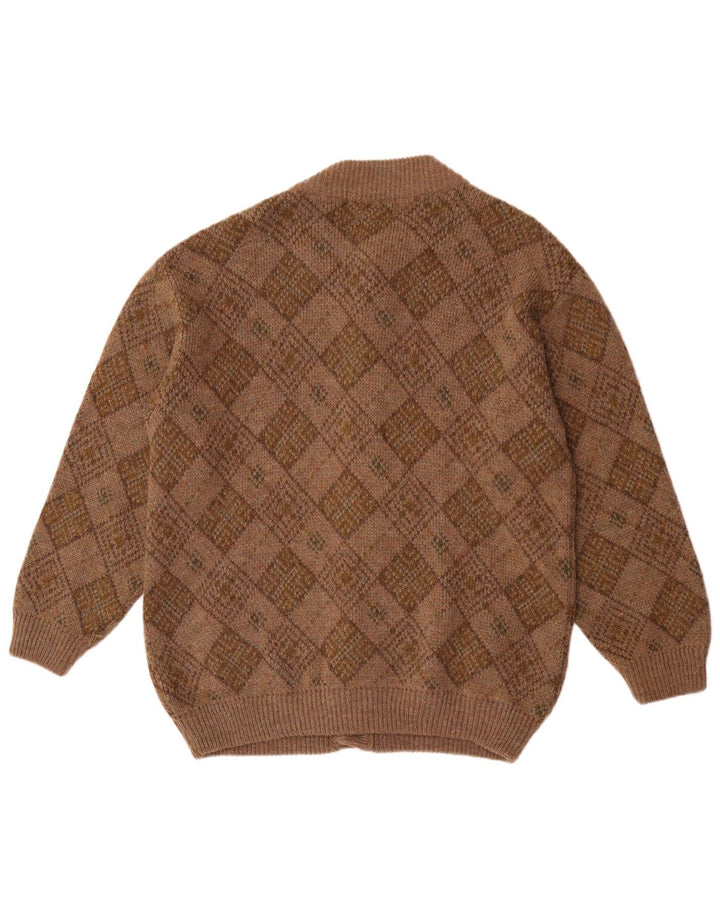 Angelo Greco Mens By Simona Cardigan Suéter Grande Marrón Argyle/Diamante