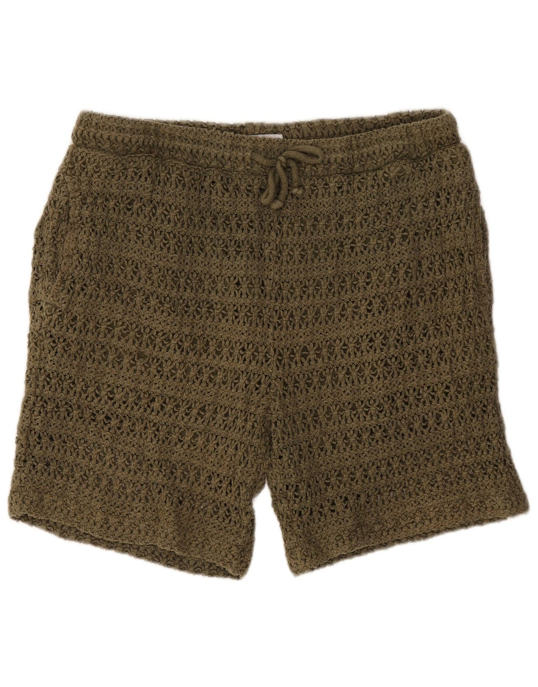 Zara Mujer Shorts De Ganchillo Grande W32 Algodón Caqui