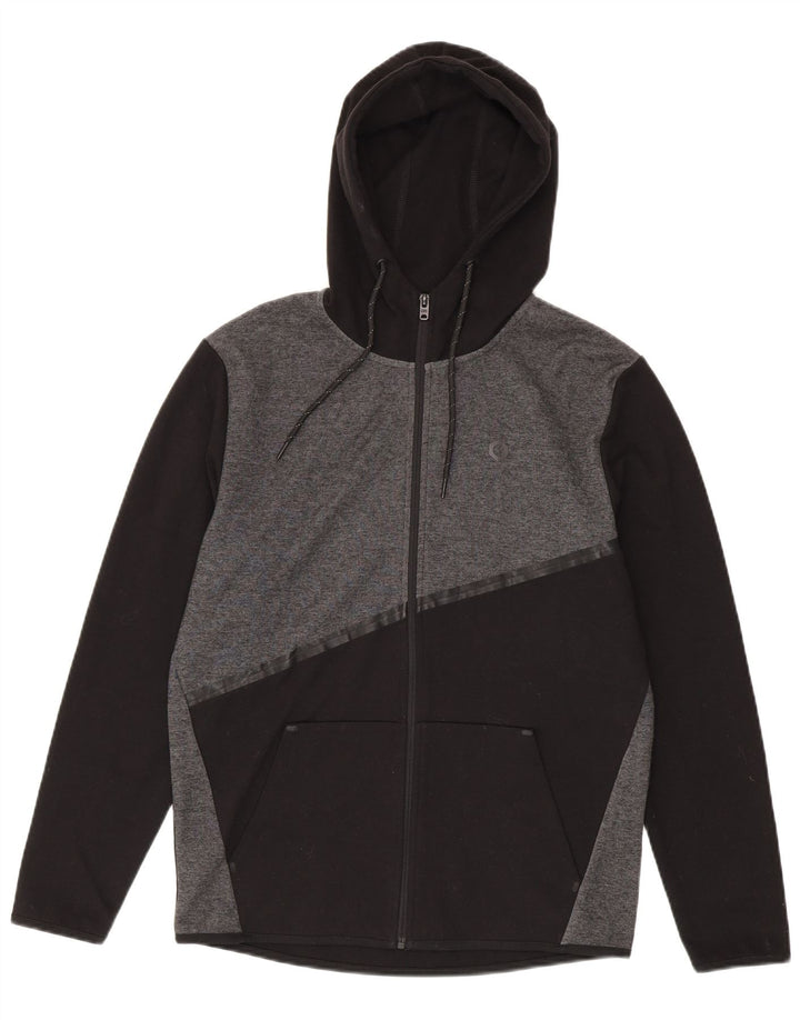 Jack & Jones Hombre Zip Hoodie Sweater Medium Negro Colorblock Poliéster