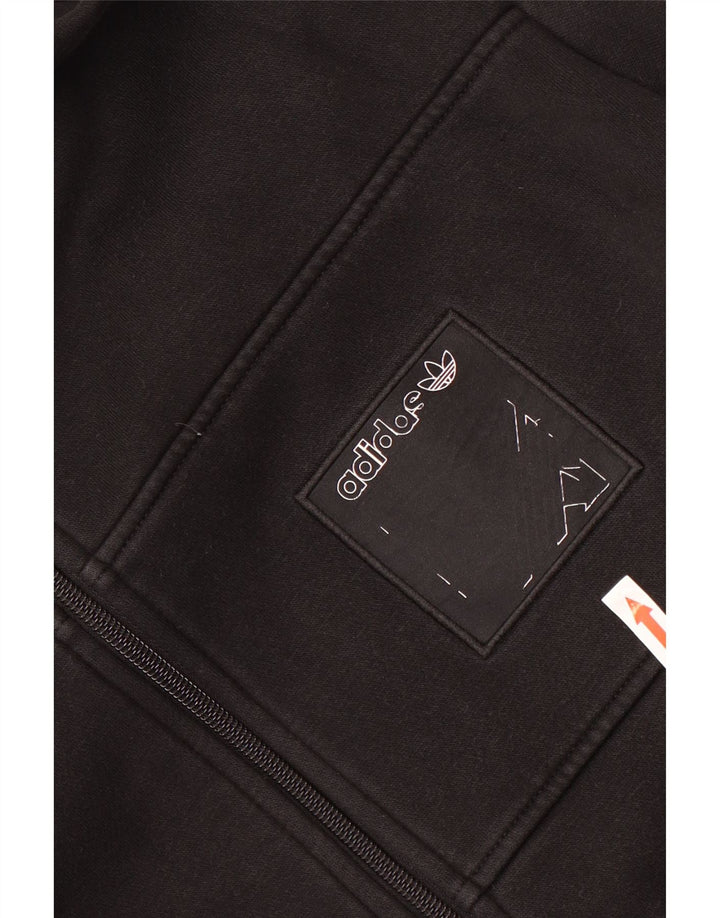 Adidas - Sudadera con capucha y cremallera para hombre, algodón negro mediano
