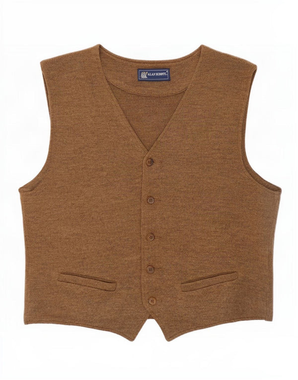 Alan Scoott Mens Knit Waistcoat IT 48 Small Brown Wool
