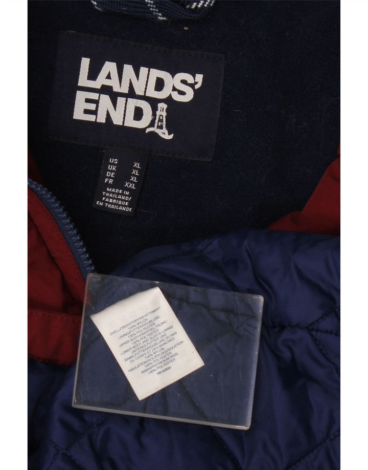 LANDS END Abrigo cortavientos con capucha de gran tamaño para mujer UK 40 XL Nylon burdeos