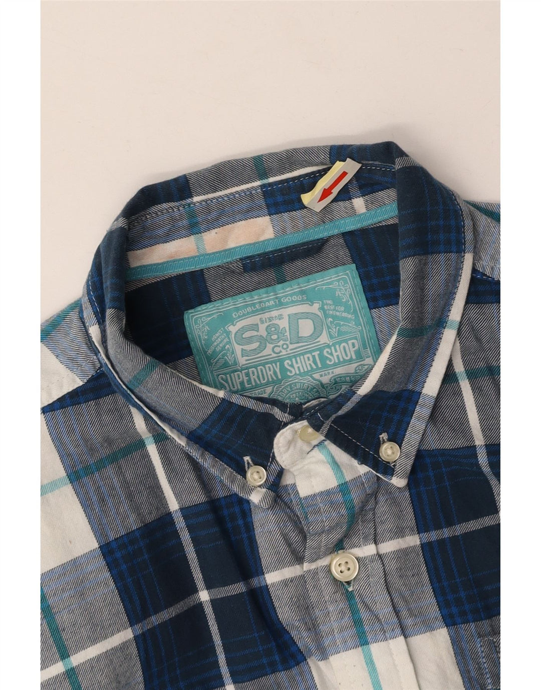 SUPERDRY Camisa de franela para hombre XL Algodón a cuadros azul marino