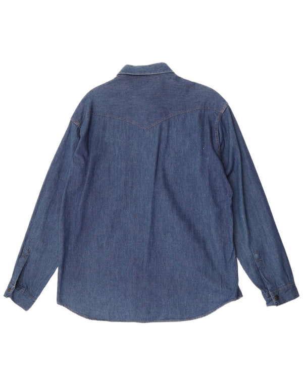 Wrangler Camisa Vaquera Para Hombre Algodón Azul Grande