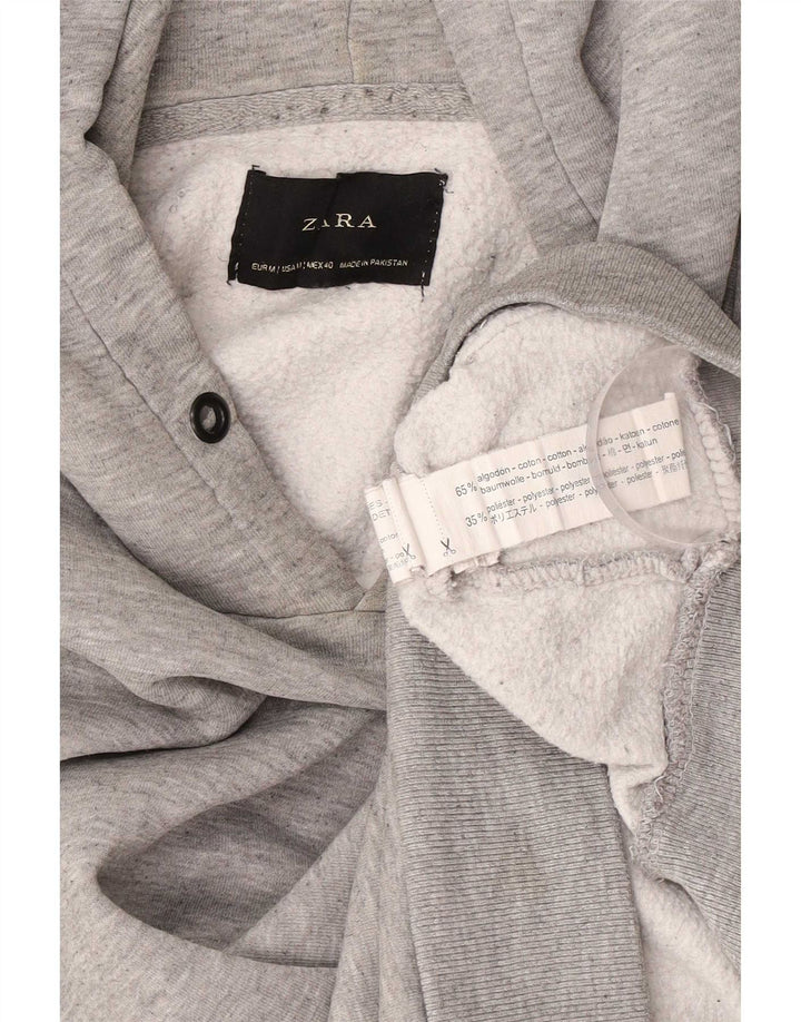 Zara Hombre Sudadera Con Capucha Jersey De Algodón Moteado Gris Medio