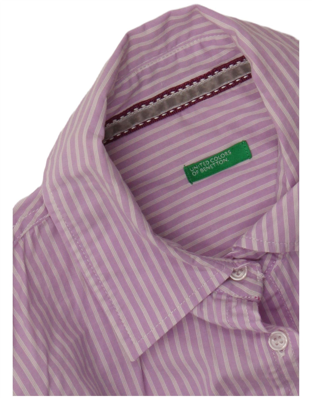 BENETTON Camisa Mujer UK 44 Mediana Rayas Púrpura
