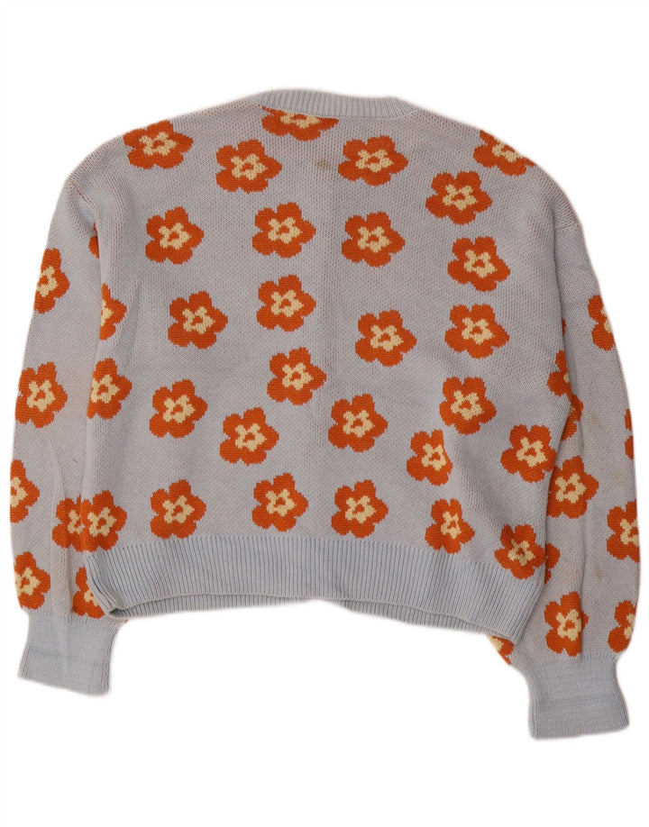 Zara Mujer Suéter Cárdigan Extragrande UK 10 Small Azul Floral