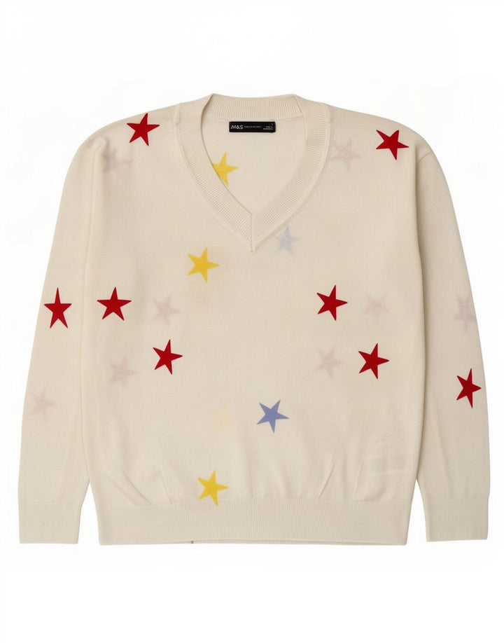 Marks & Spencer Suéter con Cuello en V y patrón Abstracto para Mujer UK 10 Small W