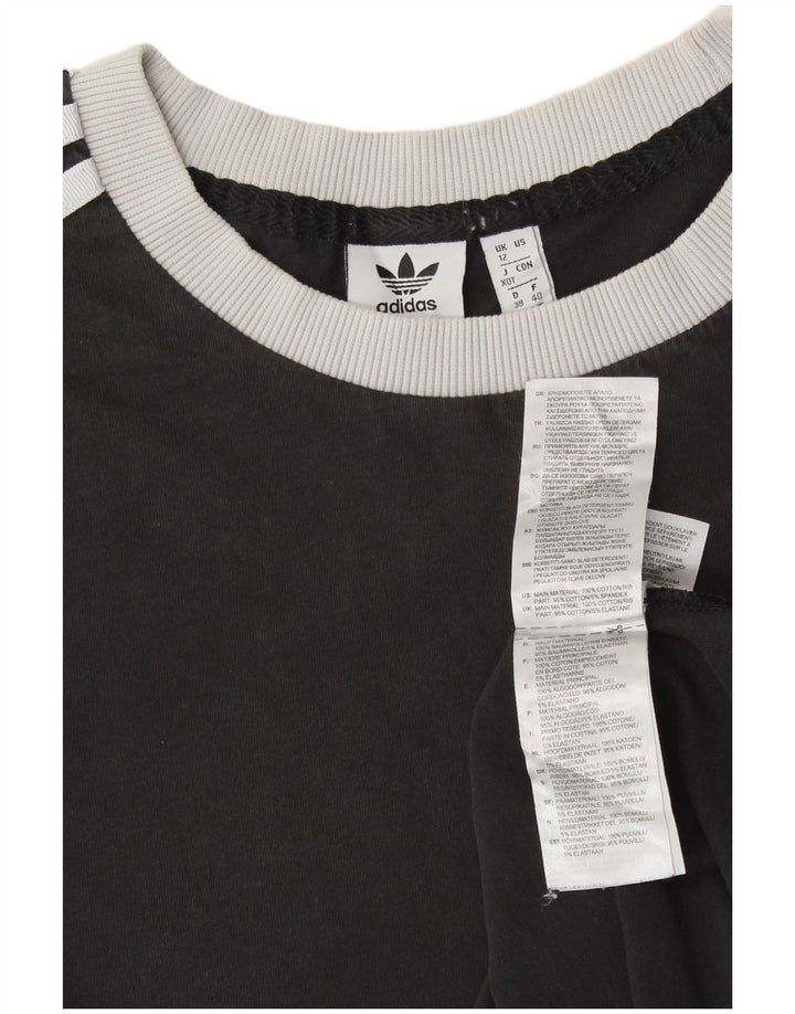 ADIDAS Camiseta gráfica para mujer Top UK 12 Mediano Algodón negro