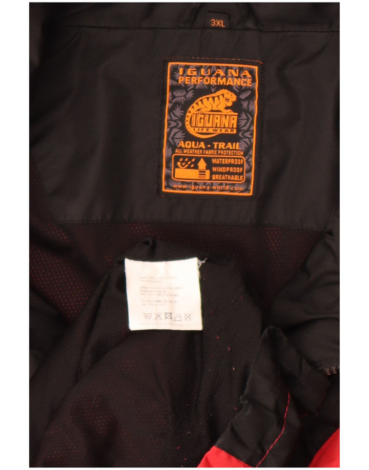 Iguana Chaqueta impermeable para hombre UK 46 3XL Rojo Colorblock Poliéster