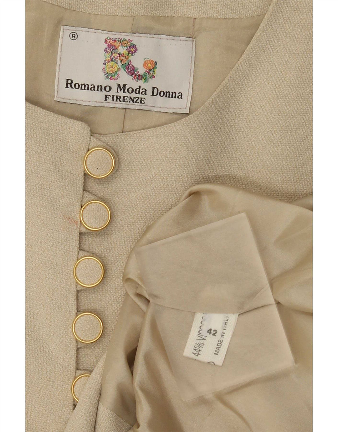 Chaqueta blazer gráfica vintage para mujer IT 42 Estampado animal beige medio