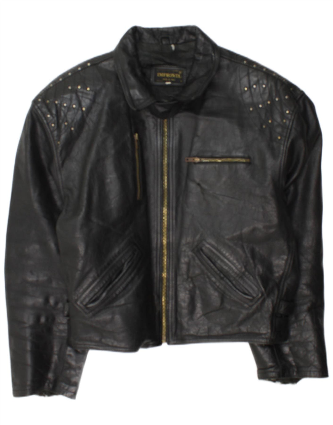 Vintage mujer cuero Racer chaqueta Reino Unido 18 XL cuero negro
