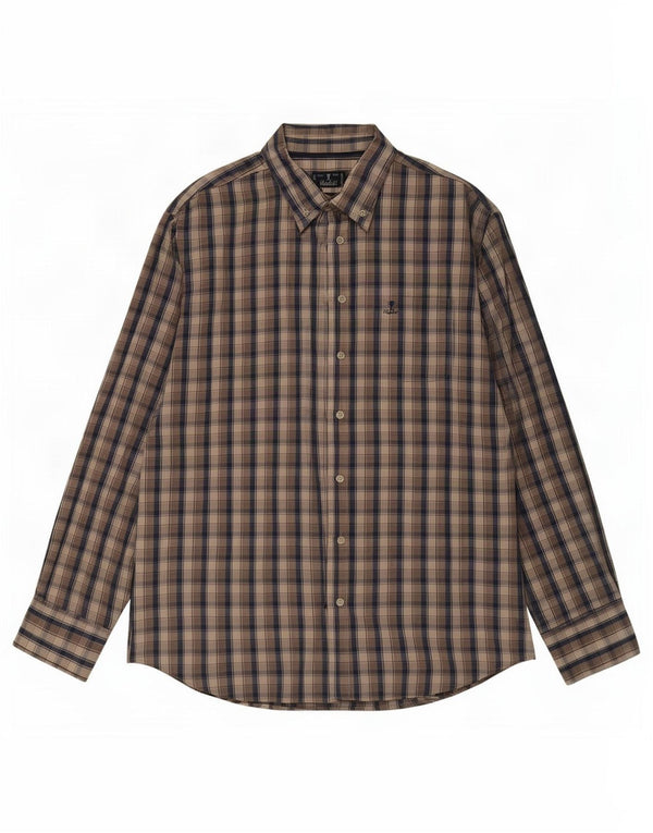 Camisa vintage para hombre 2XL Algodón a cuadros marrón