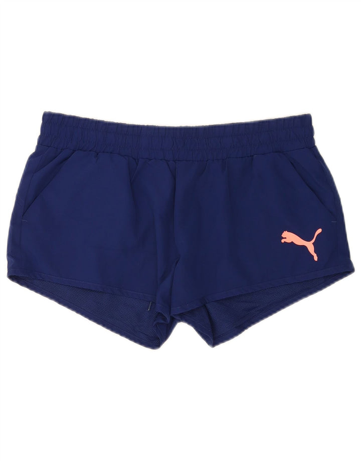 Puma Pantalones cortos deportivos para mujer UK 12 Medium Azul marino Poliéster