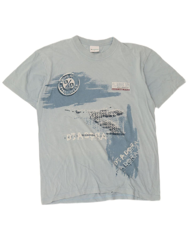 Diadora Hombre Camiseta Gráfica Top Grande Azul Algodón