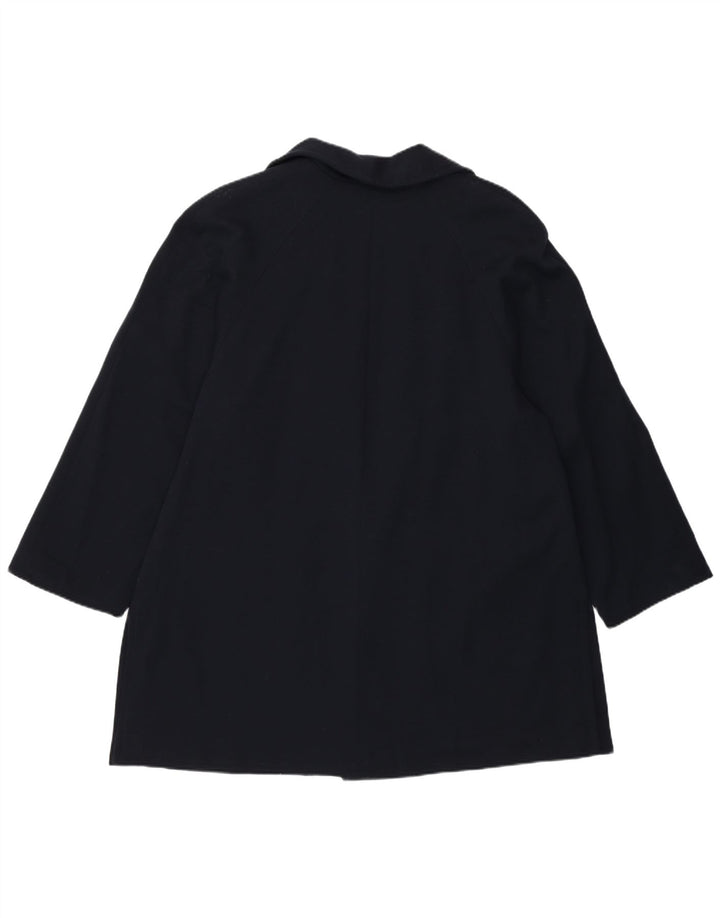 Luisa Spagnoli Abrigo abierto para mujer UK 44 Grande Lana virgen azul marino