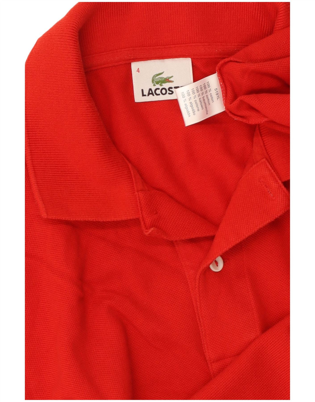 LACOSTE Polo para hombre talla 4 mediano algodón rojo