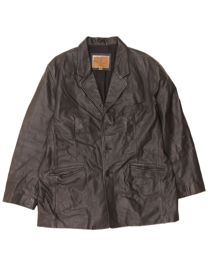 Vintage chaqueta de cuero para hombre Reino Unido 44 2XL cuero negro