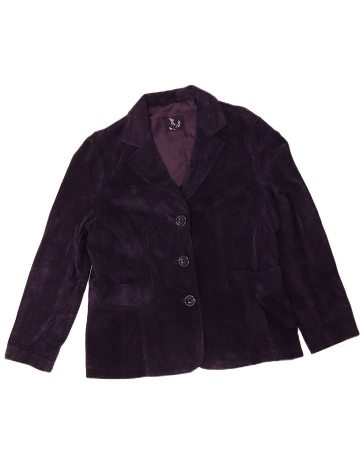 TCM Chaqueta Blazer de Ante con 3 Botones para Mujer UK 20 2XL Cuero Púrpura